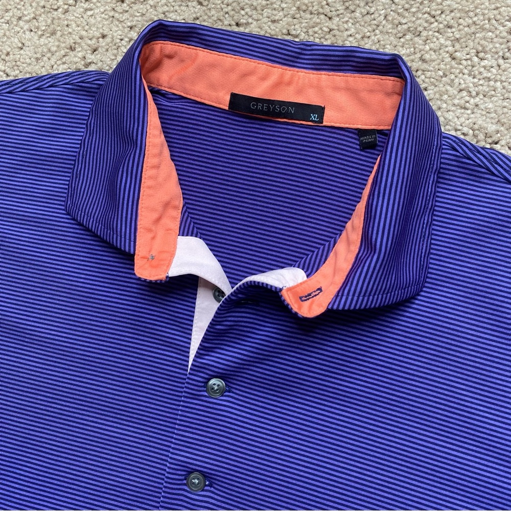 Greyson Clothiers Purple Striped Golf Polo